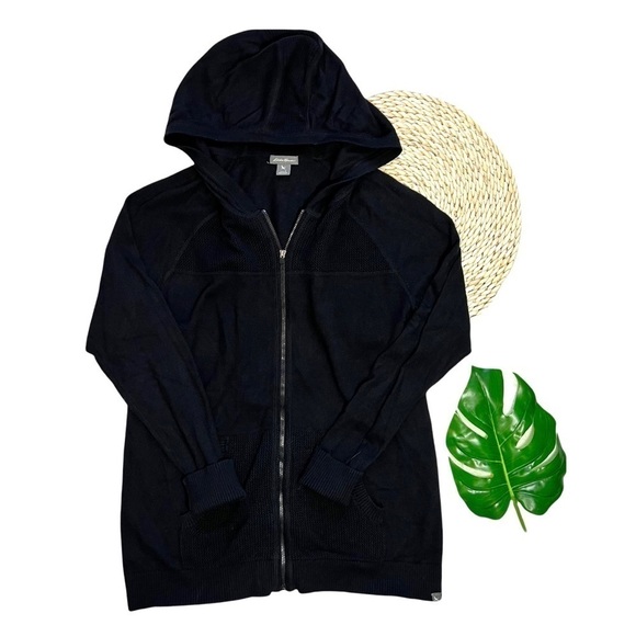 Eddie Bauer Casual Black Hooded Full Zip Up Sweater Jacket Size Large - Picture 17 of 17